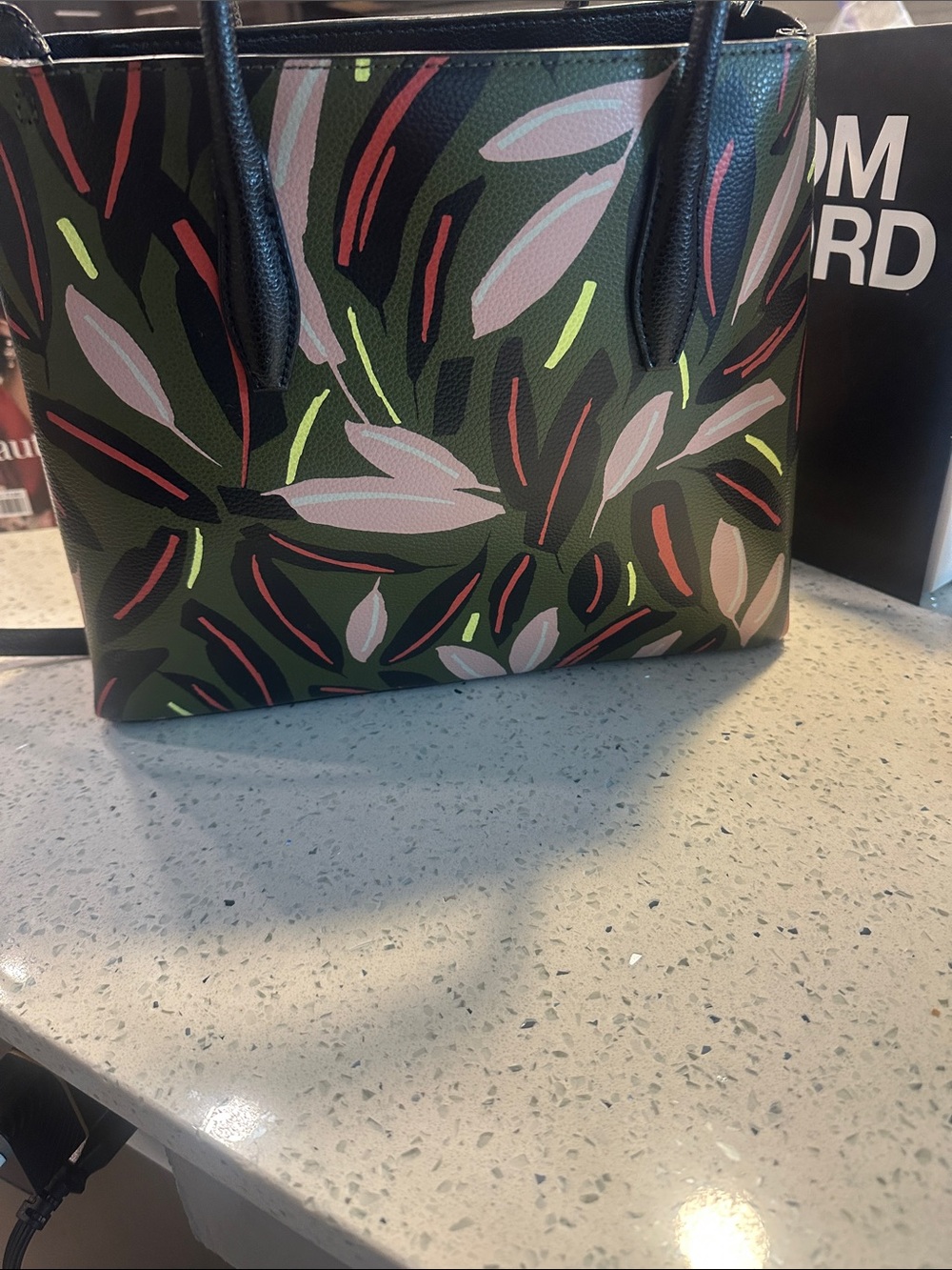 kate spade Olive Floral Print Tote with Pink Accents - Picture 4 of 15